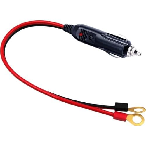 1Ft Car Male Cigarette Lighter Male Plug Adapter To Battery Ring Terminal Harness Assembly Extension Cable With 15A Fuse