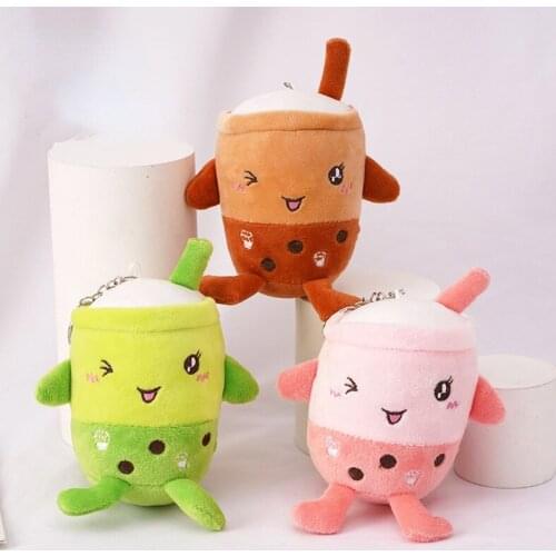 12cm Kawaii Pearl Milk Tea Cup Plush Toy Cute Simulation Dolls Keychain Doll Plush Stuffed Soft Pendant Small Bag Decoration