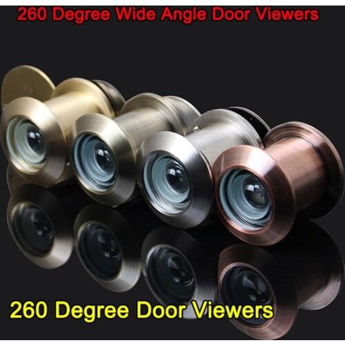 High Quality 2PCS Luxury Brass 260 Degree Wide Angle Peephole Door Viewer Door Spyphole Viewer Security Anti-theft Peephole