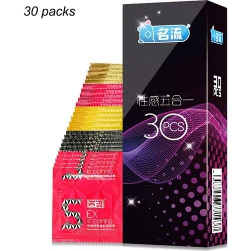 Mingliu 30pcs Mixed Types Condoms Latex Dots Pleasure Penis Delay Ring Natural Rubber Condone Male Contraception Penis Sleeve