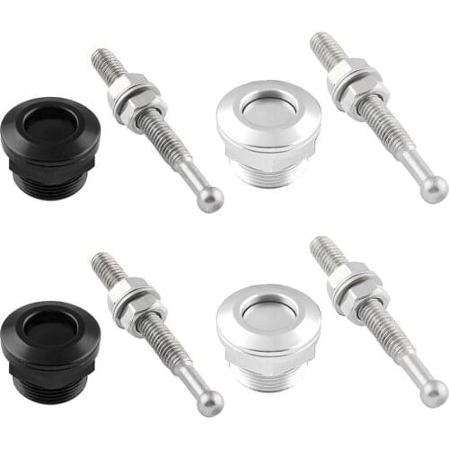 4x 7/8 22mm Push Button Hood Pins Locking Kit Latch Quick Release Black+Silver