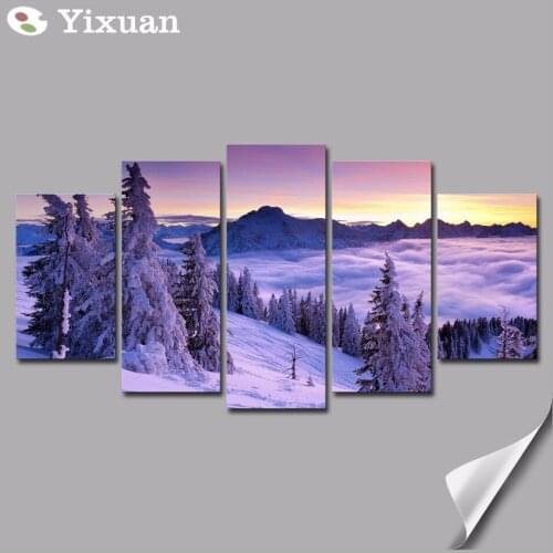 5 Panels High Quality Frame Canvas PaintingWinter snow and ice Wall Art Painting Modern Home Decor Picture For Living Room