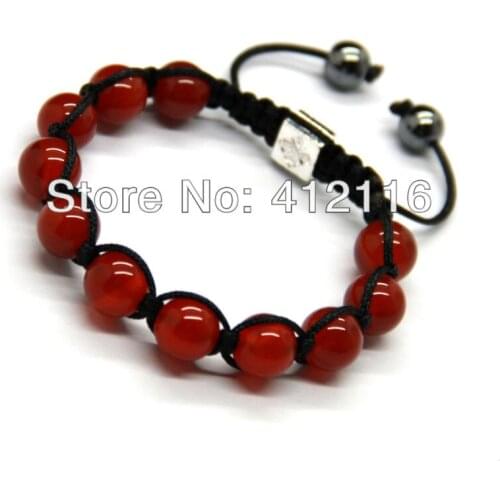 Ailatu Free Shipping High Quality 10 mm Red Onyx Men Braided Stone Bracelet Fashion Jewelry