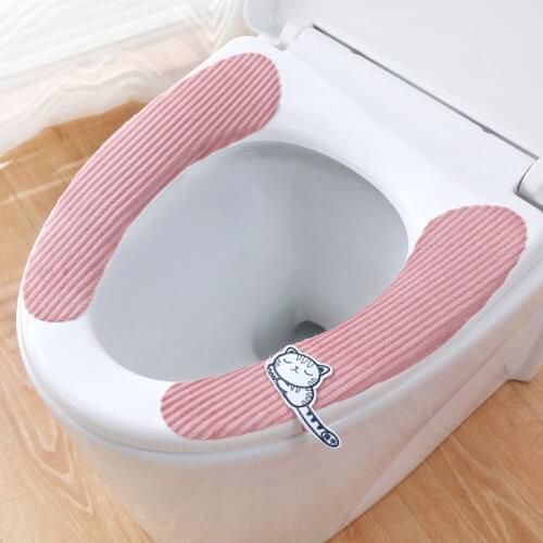 Bathroom Accessories Toilet Seat Cover Cartoon Print Warmth Washable Lace Toilet Seat Household Reusable Soft Sanitary Products