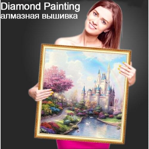 Castle scenery tree landscape village DIY Crystal full 5D diamond painting cross stitch kits art mosaic round square rhinestone