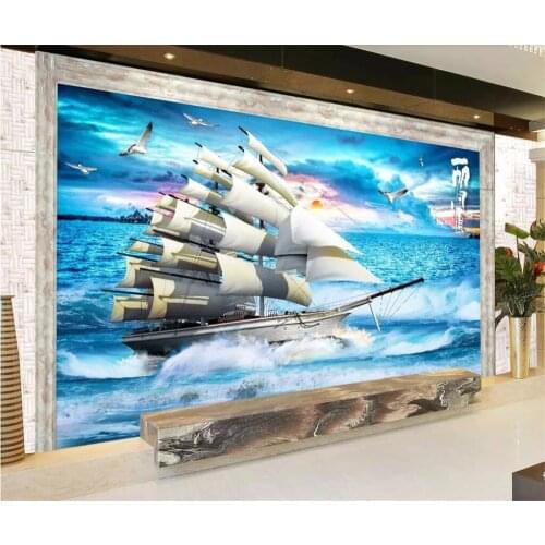 Beibehang Custom wallpaper 3d large murals sailing windy sea sailing landscape papel de parede background wall paper 3D murals