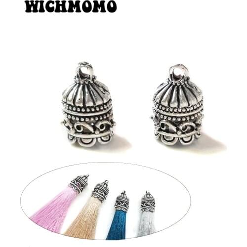 New 10pcs/bag 16mm Retro Plated Zinc Alloy Bell Shape Beads Tassels End Cap Charms Pendants for DIY Jewelry Accessories