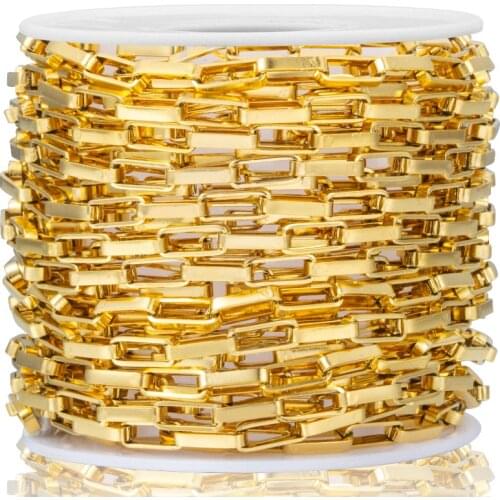 1 Meter Stainless Steel Gold Box Chains Long Oval Link Chain For Jewelry Making Accessories Bracelets Necklace Handmade Supplies