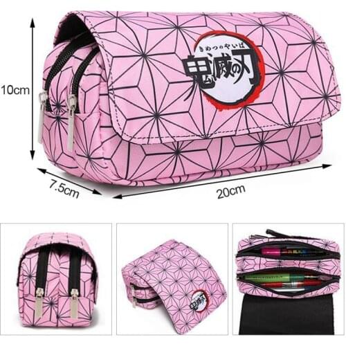 1Pcs Anime Demon Slayer Kimetsu No Yaiba Pencil Case Zipper Student Stationery Wallet Storage Bag School Season Gift