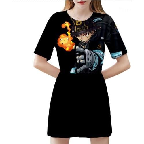 Enn Enn no Shouboutai Fire Force dress cosplay costume elephant Shinra Kusakabe Party women Dresses pleated skirt