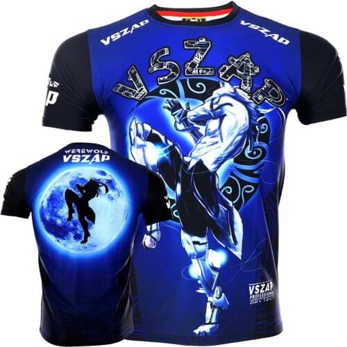 VSZAP fighting speed dry spring fitness short sleeve T-shirt man MMA fight free fight muay Thai Wolf muscle dog training