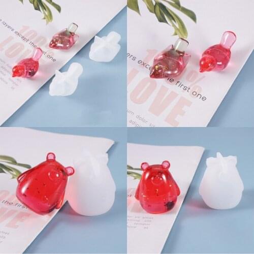Crystal Epoxy Resin Mold 3D Animal Birds Bear Ornament Pendant Silicone Mould