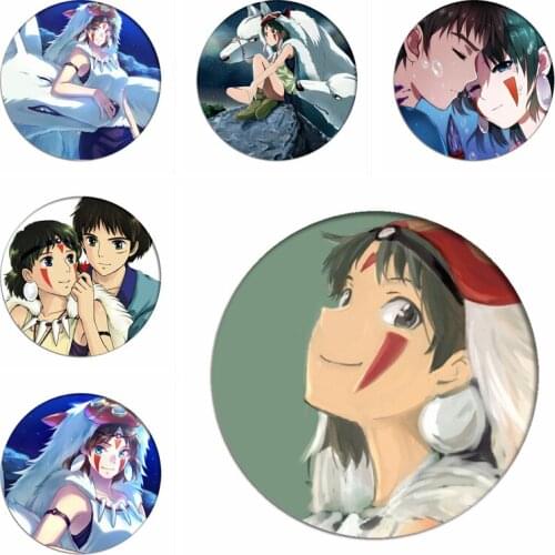 Japan Anmie Princess Mononoke Cosplay Badge Mononoke Hime Ashitaka Cute Brooch Pins Collection Breastpin for Backpacks Clothes