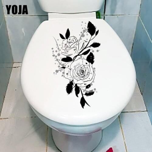 YOJA 12.6X22.4CM Black Ink Painting Classic Home Wall Stickers Mural Bathroom Toilet Decor T1-1673