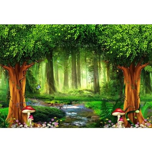 Comic forest children photo backgrounds vinyl animation birthday photo backdrop for photography studio props fotografia lv-1927