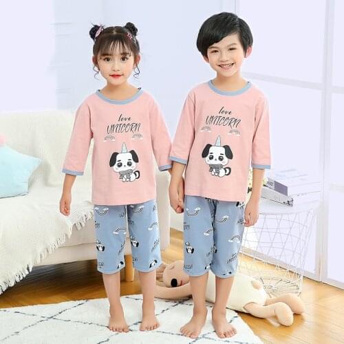 Summer Clothing Sets for Girls Tops+Pants Children Clothes Child Girl Baby Set Pink Cotton Cartoon Dog Rabbit Printed Tracksuit