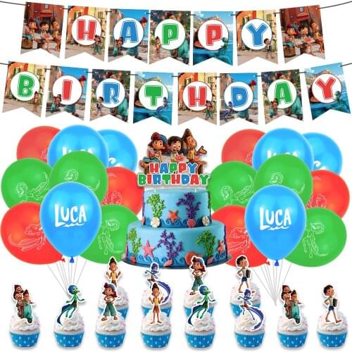 Luca Disney New Cartoons Theme Party Decoration Supplies Pixar Alberto Movie Balloons Anime Globos Birthday Banner Cake Decor