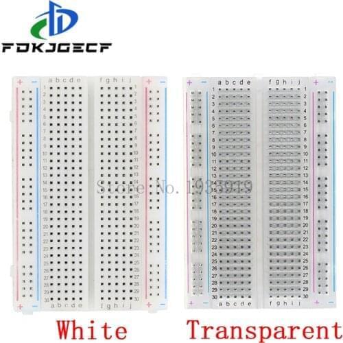 Mini bread board/breadboard 8.5cm x 5.5cm 400 holes Transparent/White DIY Electronic experimental Universal PCB