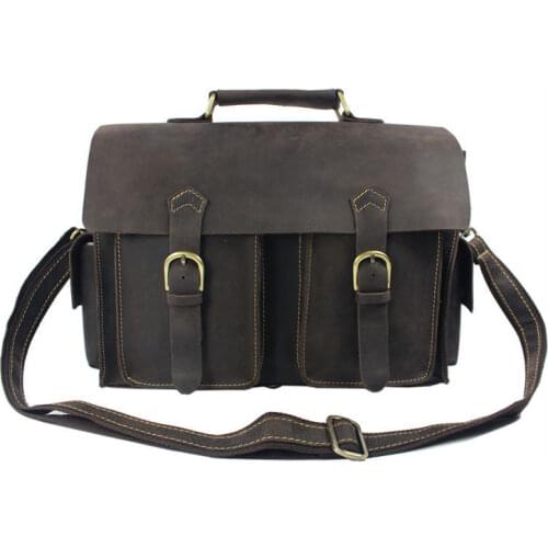 2020 Vintage Crazy horse Leather Men Messenger Bags genuine leather shoulder bags men crossbody bag Handbag toe Briefcase M201
