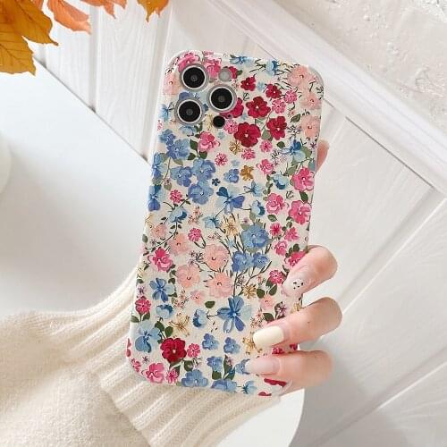 LACK Colorful Flower Phone Cases For iphone 12 12Pro Max XR X XS 7 8Plus Case For iPhone11 Cute floral Soft Silicon Relief Cover