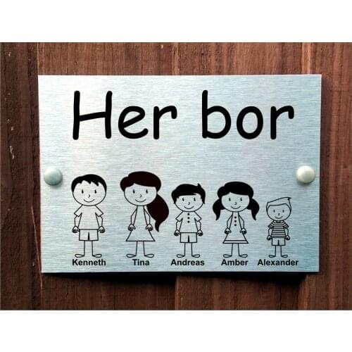 Norwegian Door Plaque Personalised Family House Name Sign for 5 People Only