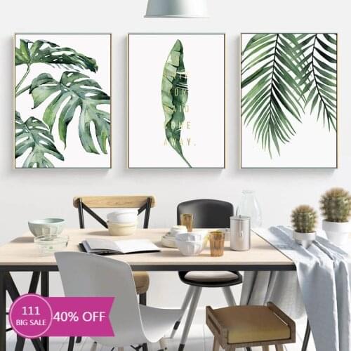 Leaves Wall Art Canvas Painting Green Style Plant Nordic Posters and Prints Decorative Picture Modern Home Decoration