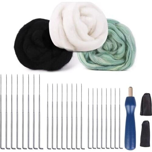 Nonvor 24 Color Wool Felt Needle Kit Starter Fabric Craft Yarn Wool Roving DIY Spinning Sewing Mold Needlework Accessories