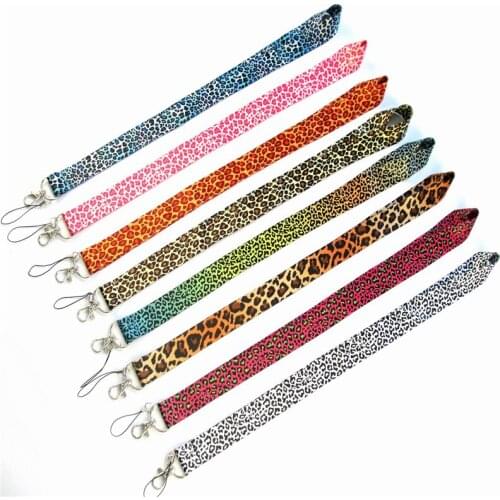 New Leopard Pattern Neck Lanyard Keychain ID Card Gym Mobile Phone Belt USB Badge Clip DIY Sling