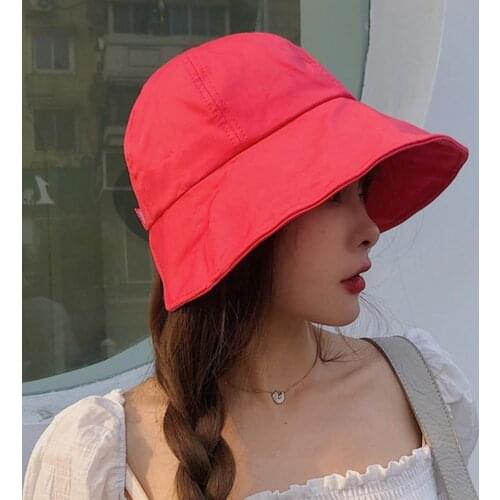 Hat Solid Colors Foldable Women Short Back Brim Fisherman Hat for Beach