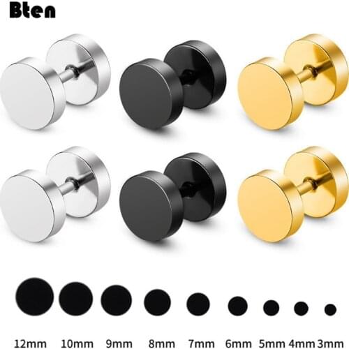 Wholesale Fashion Black Steel Stainless Steel Earrings Women Mens Barbell Dumbbell Punk Gothic Stud Earring For men