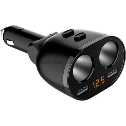 By DHL or Fedex 100pcs Universal 2 Ways Car Auto Cigarette Lighter Dual USB Charger socket power adapter Splitter Charger 12V