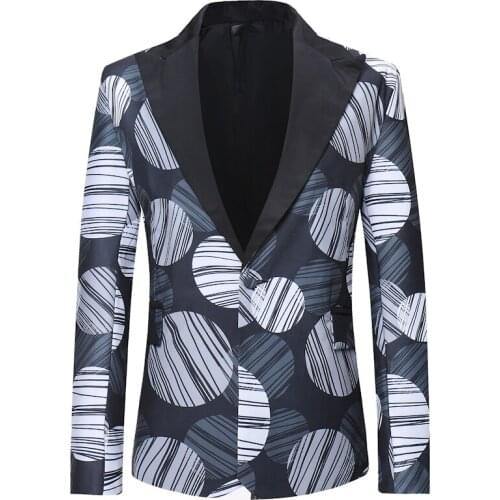 Mens Blazer Elegant Man Suit Fashion Retro Floral Print Long Sleeve Jackets Party Nightclub Stage Evening Dress Mens Tuxedo