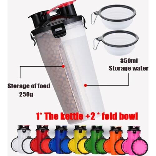 Portable 2 In 1 Pet Food Water Food Container with Folding Silicone Pet Bowls Outdoor Travel Dog Feeder Cup Pets Supplies