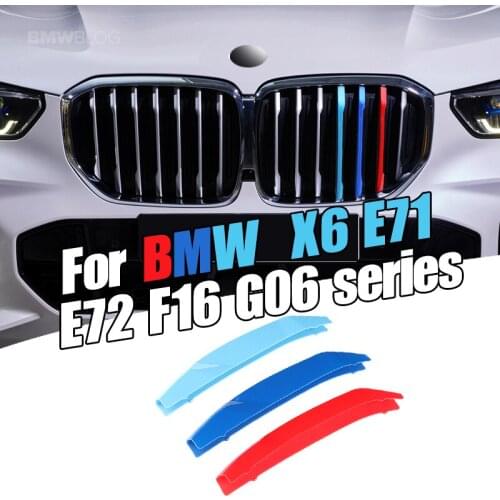 Dropship 3pcs Car 3D M Styling Front Grille Trim Bumper Cover Strip Strips Stickers Cover for BMW X6 Series G06 2019-2020
