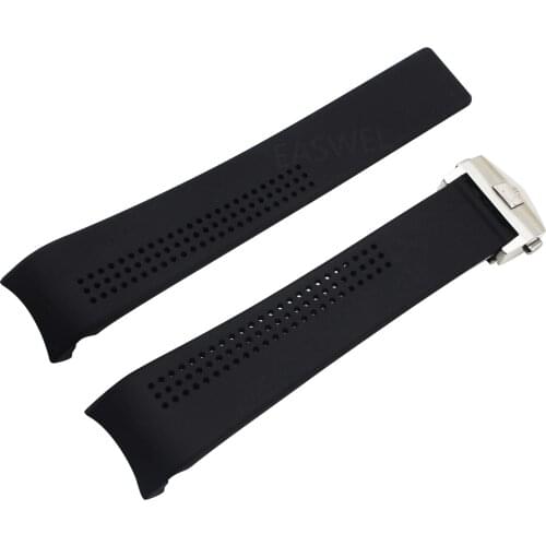 22mm Black Silicone Rubber Band Strap For TagHeuer Carrera With Buckle