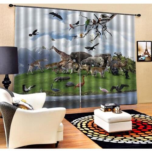 Kids Bedroom Fabric Scenery Nature Animal World Photo Printing Blackout 3D Curtains for Living Room Bedding Room Hotel