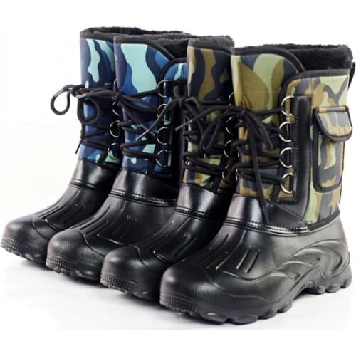 Outdoor Snow Boots Winter Men High Top Camping Hiking Trekking Thermal Shoe Camouflage Waterproof Plus Velvet Warm Fishing Shoes