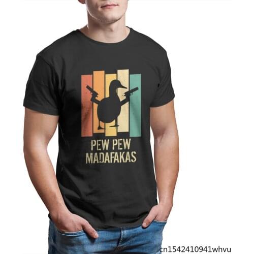 Pew Pew Madafakas Crazy Vintage Duck Funny Men T-Shirt Couples Matching Cute Oversized Sleeve Streetwear Plus Size M-5XL