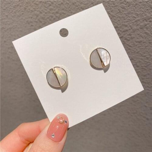 SHELA Natural Shell OL Stud Earrings For Women Unique Trendy Korean Fashion Jewelry Dangle S925 Sterling SilverPin High Quality