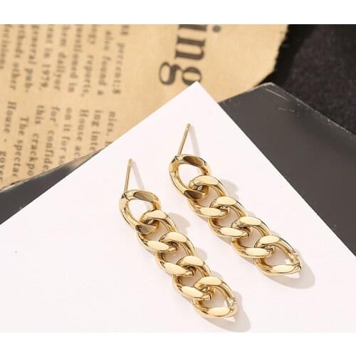 MEYRROYU Stainless Steel Gold Color Thick Chain Drop Earrings 2021 Trendy Earrings For Female New Fashion Gift Party Jewelry