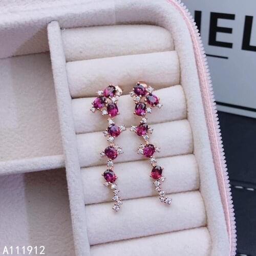 KJJEAXCMY fine jewelry natural Garnet 925 sterling silver women earrings support test popular