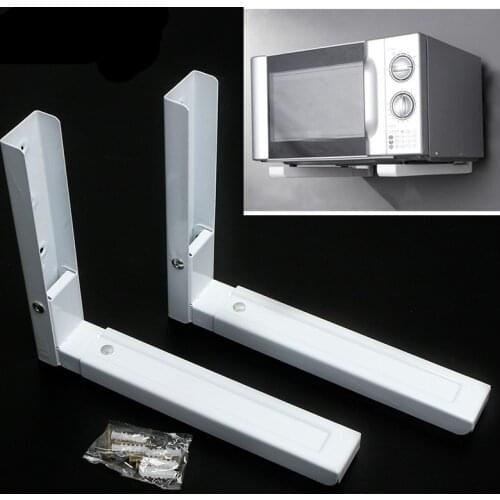 1set Adjustable Universal Brackets Kitchen Oven Bracket Holder Wall-mounted Storage Shelf Support Telescopic Folding Stand Rack