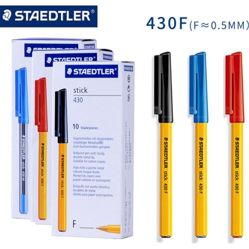 10pcs STAEDTLER 430 F Colored Oily Ballpoint Pen Writing Pens Stationery School Office Supplies Ballpoint 0.5mm Rollerball Nib