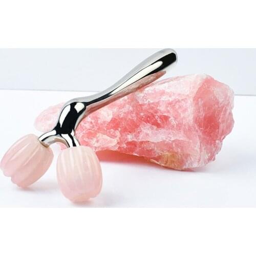 3D Face Massage Roller Rose Quartz Face Lift GuaSha Thin Jawzrsize Wrinkles Remove Jade Roller for Face Slimming Mask Holder