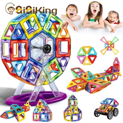 50-300Pcs Designer Magnetic Blocks Big Size DIY Magnet Toys Pulling Magnetic Building Blocks Assembled Toys For Children Gifts