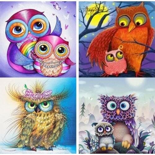 5D DIY Diamond Painting Animal Series Full Square Round Diamond Mosaic Owl Rhinestone Cross Stitch Handmade Home Decoration Gift