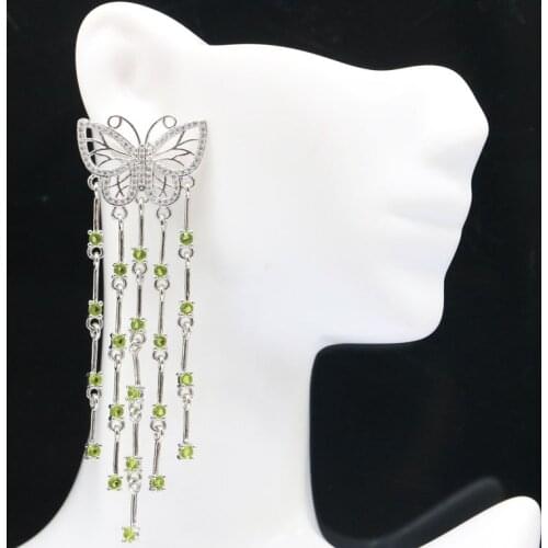 17x16mm Lovely Silver Earrings For Girls Created Peridot Pink Kunzite CZ Daily Wear Wholesale Drop Shipping