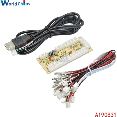 Zero Delay Arcade USB Encoder PC to Joystick Push Buttons Wired Cables For Fight Stick Control Module Board DIY Arcade Game Kit