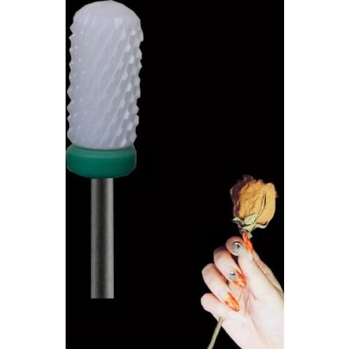 White Ceramic Nail Drill Bit - Smooth Top Bit -C