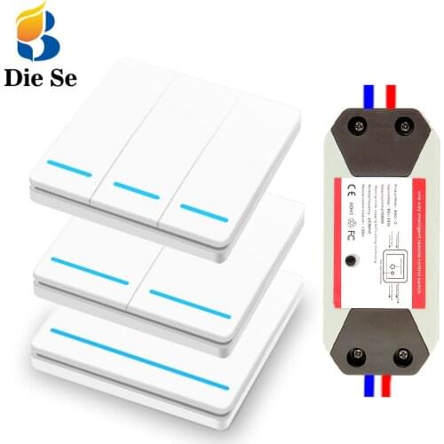 Diese 433Mhz Wireless remote control Switch AC 110V 220V RF relay controller and 1/2/3 gang Lighting Switch, for Lamp LED/Bulb